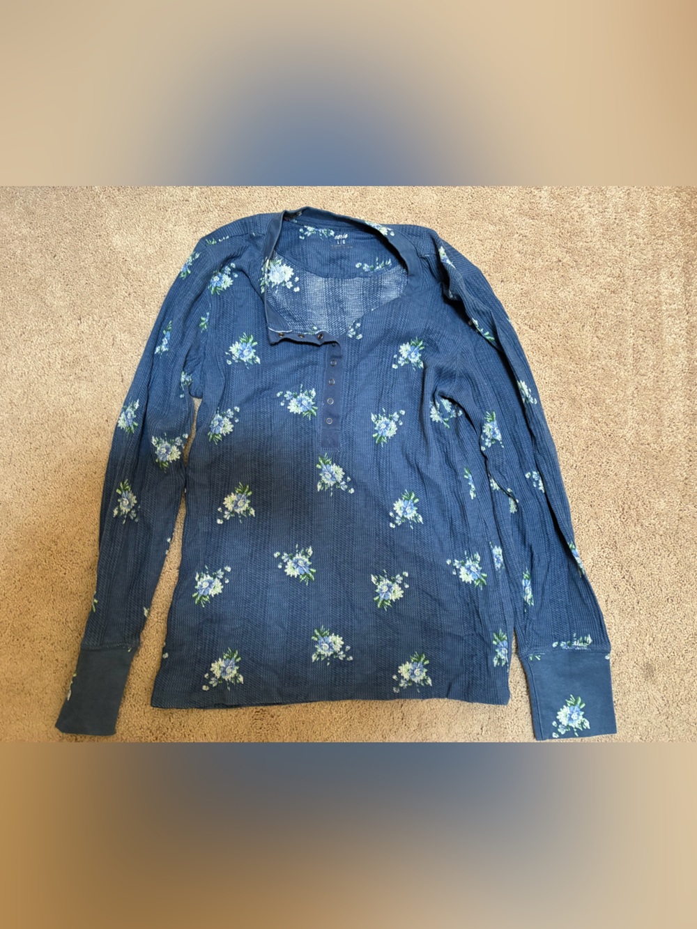 Aerie blue floral ribbed shirt size L
